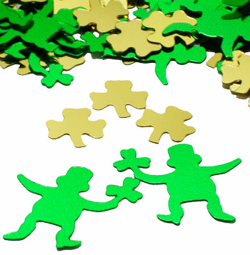 Luck of the Irish, Green Leprechan and Gold Shamrock Confetti